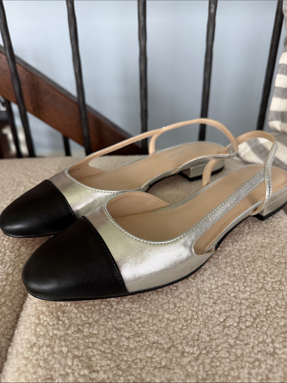 Marc Fisher Dela Silver Slingback Flats NWT. In the box. Size 8.5